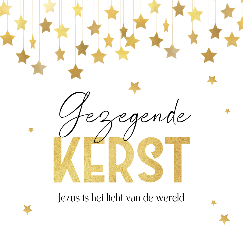 Kerstkaart christelijk sterren gezegende kerst Kaartje2go