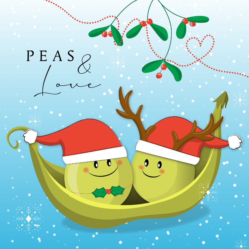 Kerstkaarten - Kerstkaart christmas greetings funny sweet peas & love 