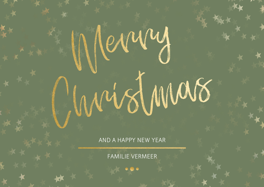 Kerstkaart Christmas groen en goud - Een gouden kerst - Kerstkaarten Kerstkaarten - Kerstkaart Christmas groen en goud - Een gouden kerst