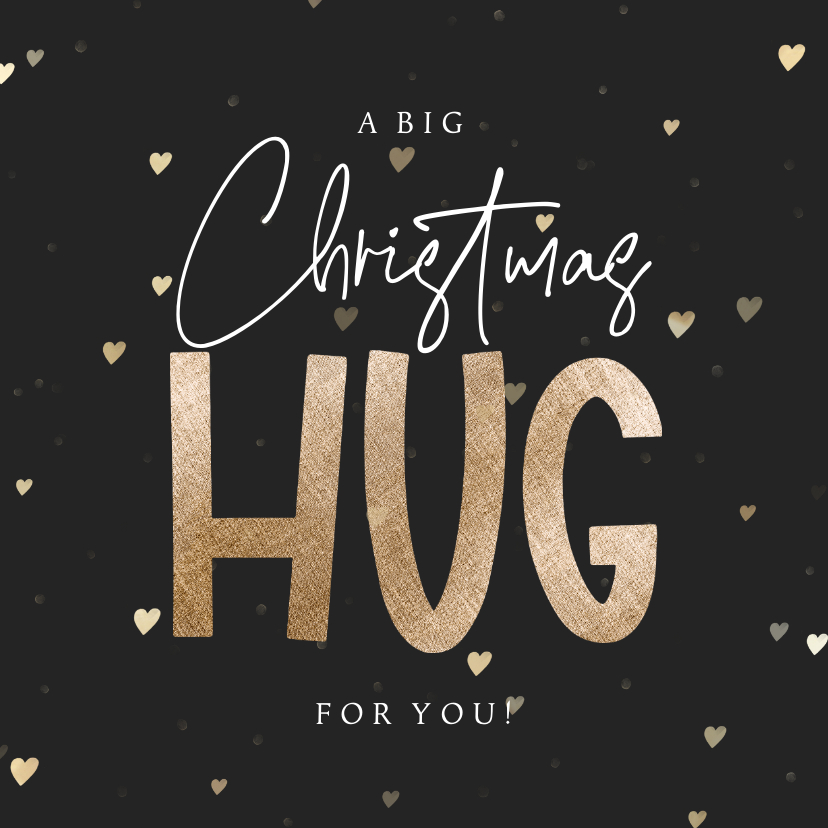 Kerstkaarten - Kerstkaart christmas hug moeilijke kerst hartjes liefde