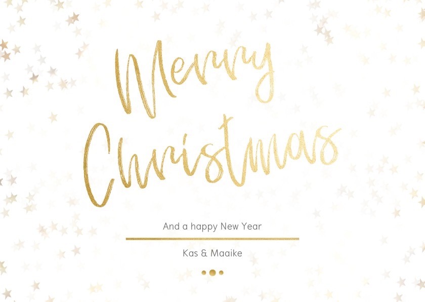 Kerstkaart Christmas wit met goud - Een gouden kerst - Kerstkaarten Kerstkaarten - Kerstkaart Christmas wit met goud - Een gouden kerst