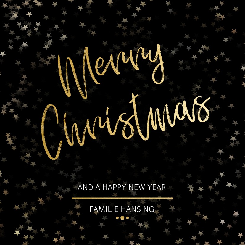 Kerstkaart Christmas zwart en goud - Een gouden kerst - Kerstkaarten Kerstkaarten - Kerstkaart Christmas zwart en goud - Een gouden kerst