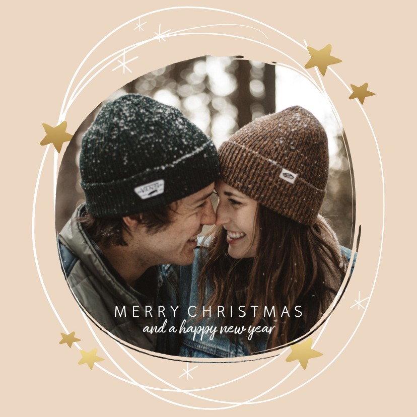 Kerstkaart cirkel sterren - Kerstkaarten Kerstkaarten - Kerstkaart cirkel sterren