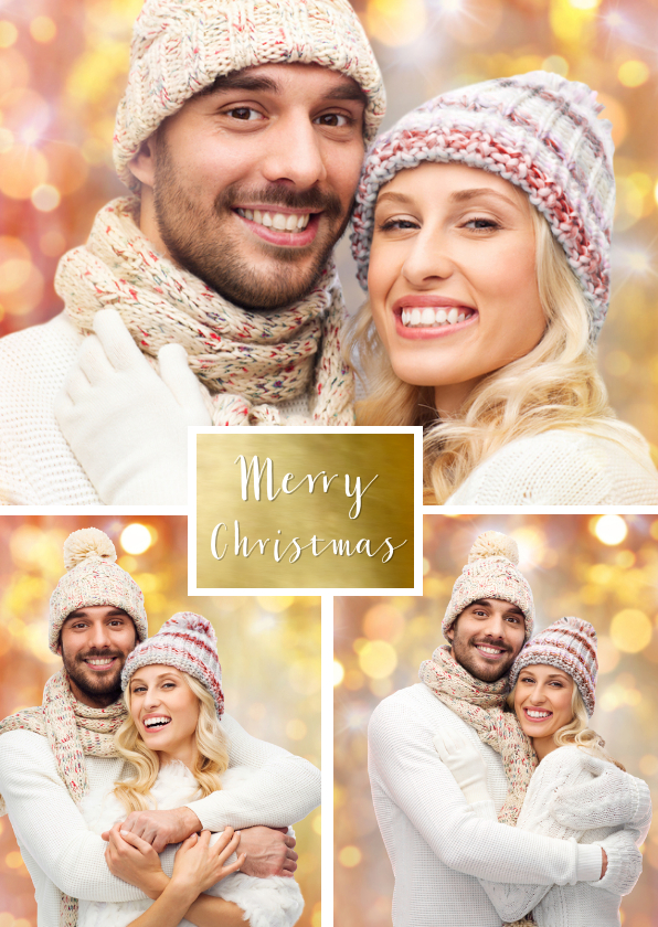 Kerstkaart collage foto goud - Kerstkaarten Kerstkaarten - Kerstkaart collage foto goud