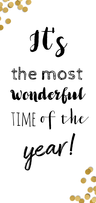 Kerstkaart confetti goud most wonderful time of the year - Kerstkaarten Kerstkaarten - Kerstkaart confetti goud most wonderful time of the year