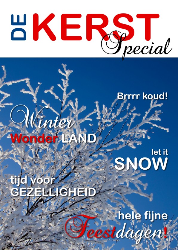 Kerstkaart cover tijdschrift binnen sneeuw - Kerstkaarten Kerstkaarten - Kerstkaart cover tijdschrift binnen sneeuw