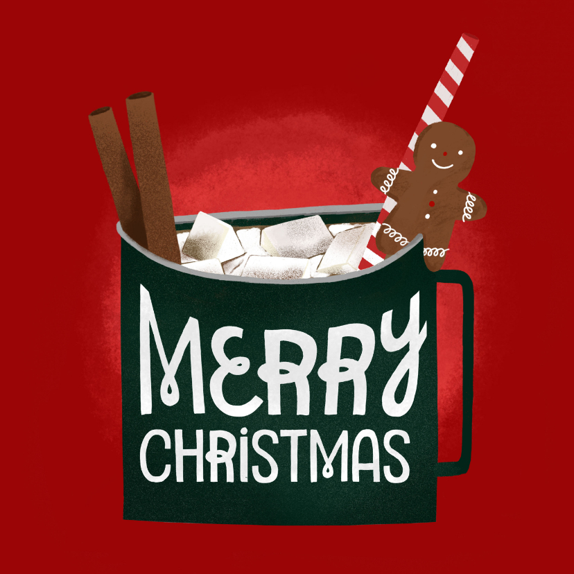 Kerstkaart cozy christmas chocolademelk mok - Kerstkaarten Kerstkaarten - Kerstkaart cozy christmas chocolademelk mok