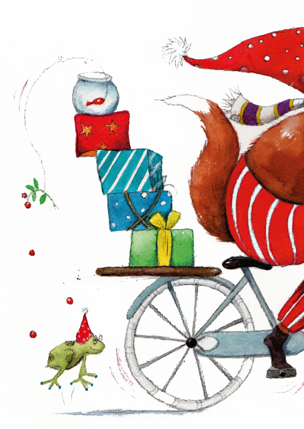 Kerstkaart de pakjes leverancier - Kerstkaarten Kerstkaarten - Kerstkaart de pakjes leverancier