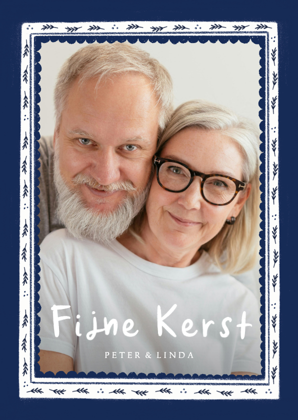 Kerstkaart Delfts blauwe foto kader fijne kerst - Kerstkaarten Kerstkaarten - Kerstkaart Delfts blauwe foto kader fijne kerst