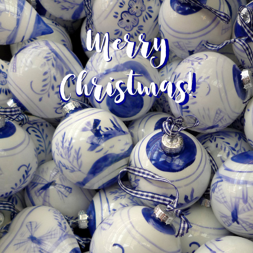 Kerstkaart delftsblauwe kerstballen - Kerstkaarten Kerstkaarten - Kerstkaart delftsblauwe kerstballen