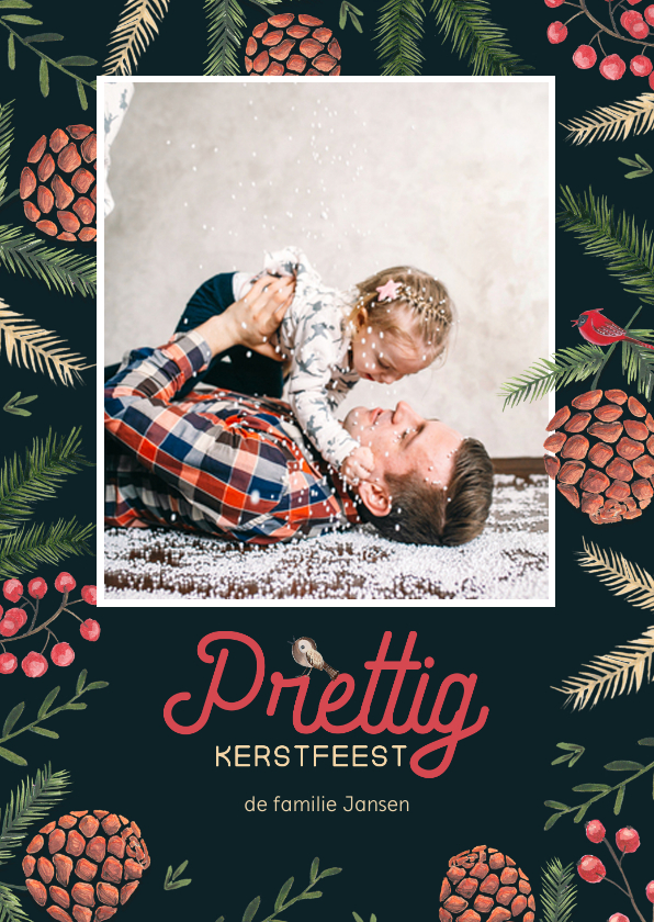 Kerstkaart dennenappels - Kerstkaarten Kerstkaarten - Kerstkaart dennenappels