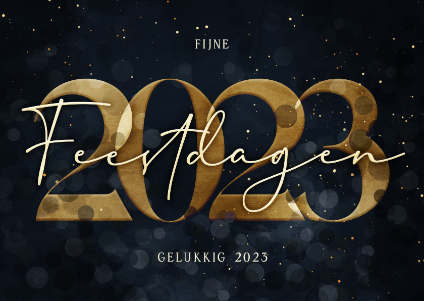 Kerstkaart donkerblauw met gouden 2023 - Kerstkaarten Kerstkaarten - Kerstkaart donkerblauw met gouden 2023