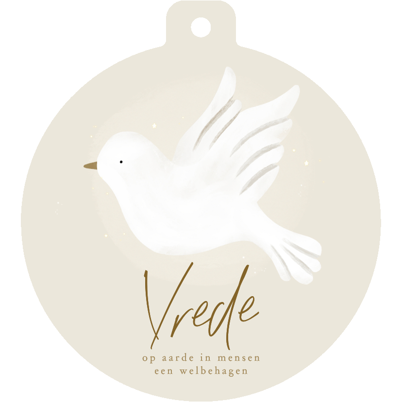 Kerstkaarten - Kerstkaart duif vrede kerstbal vorm