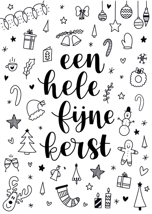 Kerstkaarten - Kerstkaart een hele fijne kerst doodles