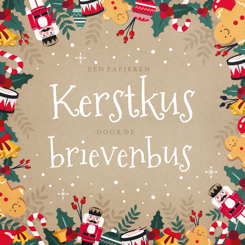 Kerstkaart een papieren kerstkus door de brievenbus - Kerstkaarten Kerstkaarten - Kerstkaart een papieren kerstkus door de brievenbus