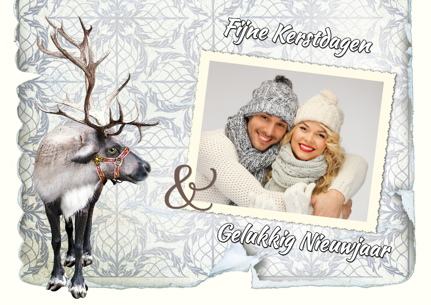 Kerstkaart eigen foto schattig rendier - Kerstkaarten Kerstkaarten - Kerstkaart eigen foto schattig rendier