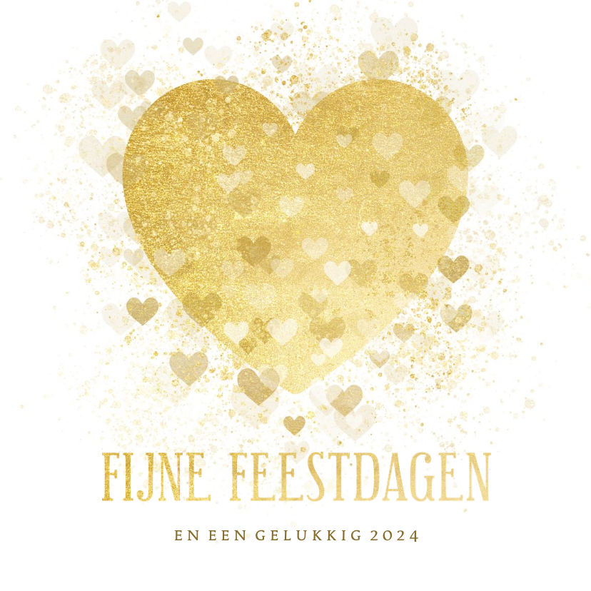 Kerstkaart Fijne Feestdagen gouden hart liefdevol - Kerstkaarten Kerstkaarten - Kerstkaart Fijne Feestdagen gouden hart liefdevol