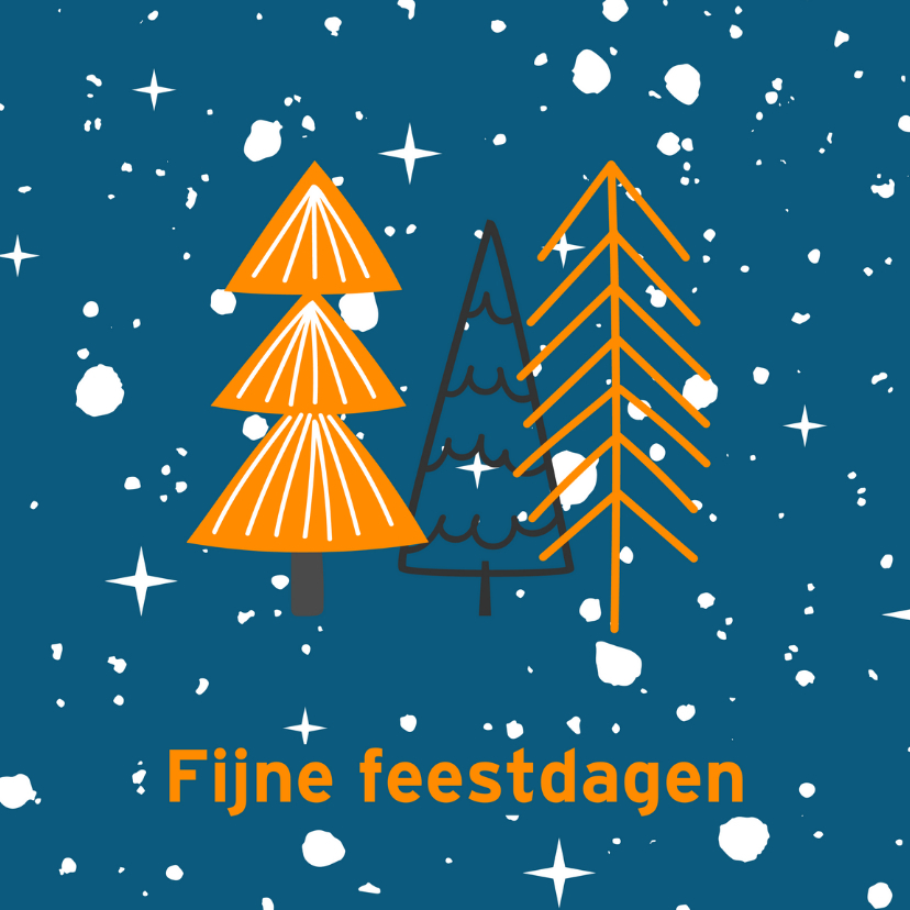 Kerstkaart fijne feestdagen kaart met kerstbomen - Kerstkaarten Kerstkaarten - Kerstkaart fijne feestdagen kaart met kerstbomen