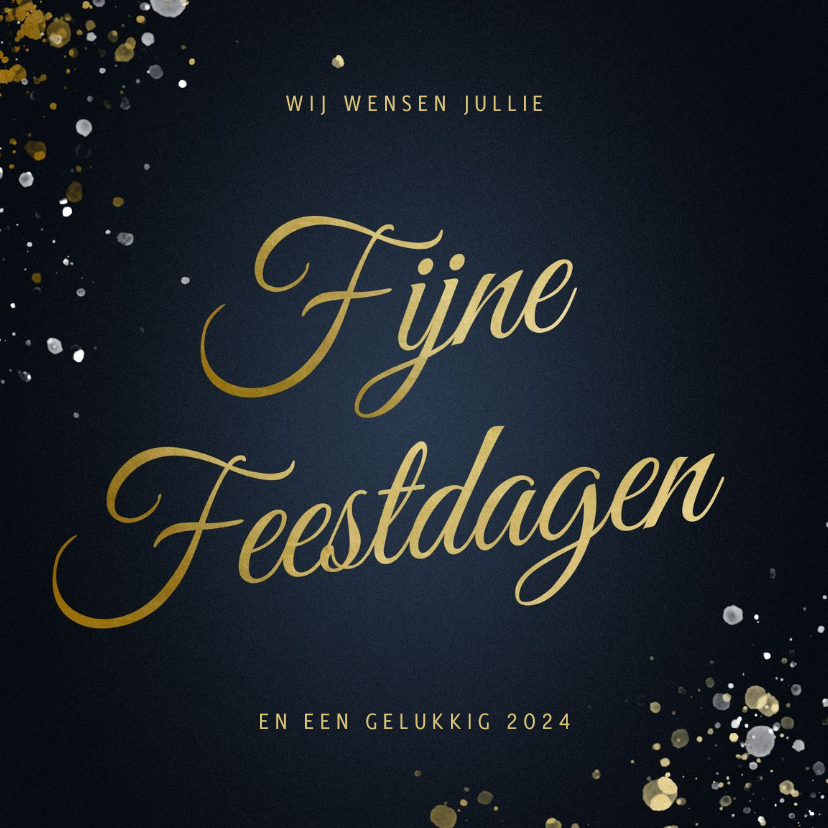 Kerstkaart Fijne Feestdagen klassiek met sterren - Kerstkaarten Kerstkaarten - Kerstkaart Fijne Feestdagen klassiek met sterren