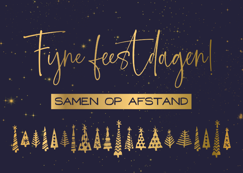 Kerstkaart fijne feestdagen samen op afstand goudlook - Kerstkaarten Kerstkaarten - Kerstkaart fijne feestdagen samen op afstand goudlook