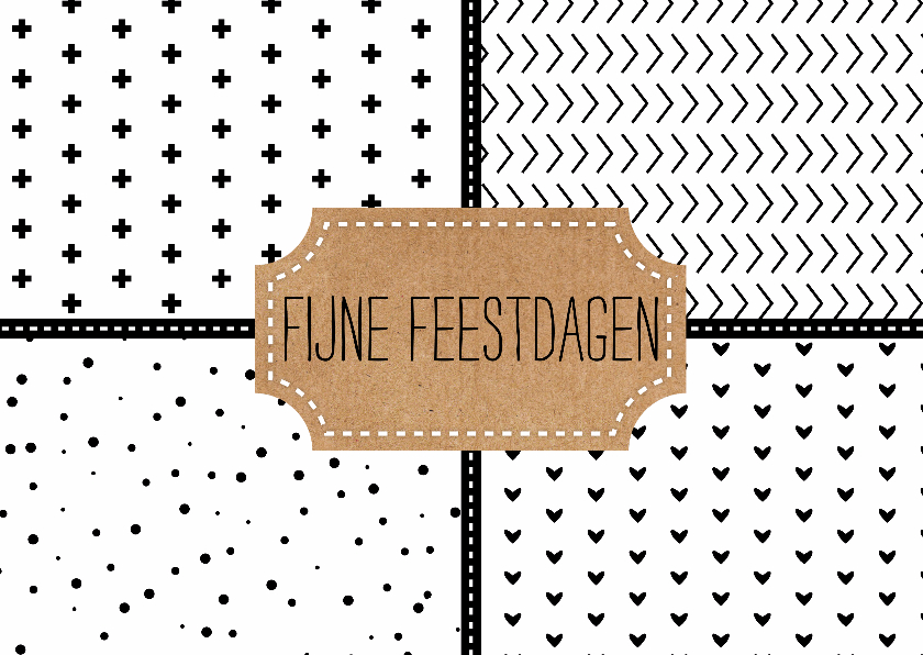 Kerstkaart fijne feestdagen zwart wit kraft - Kerstkaarten Kerstkaarten - Kerstkaart fijne feestdagen zwart wit kraft