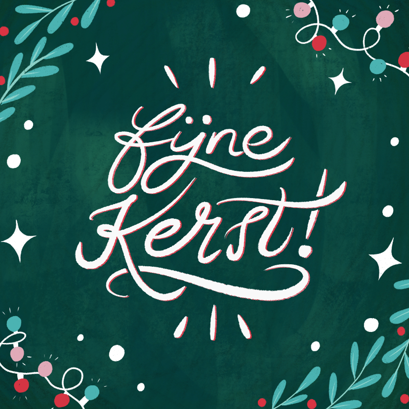 Kerstkaart fijne kerst handlettering - Kerstkaarten Kerstkaarten - Kerstkaart fijne kerst handlettering