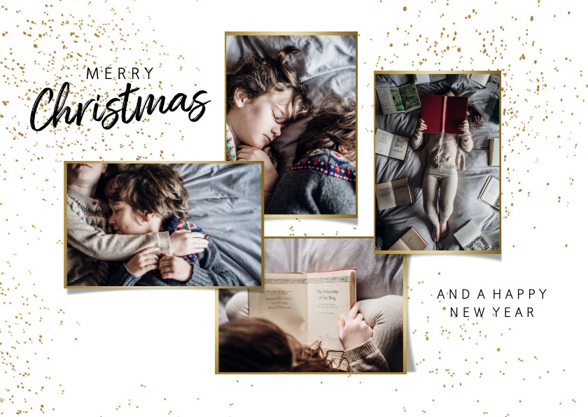 Kerstkaart foto collage goudlook - Kerstkaarten Kerstkaarten - Kerstkaart foto collage goudlook