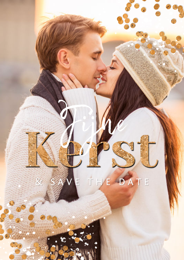 Kerstkaart foto confetti goud spetters save the date - Kerstkaarten Kerstkaarten - Kerstkaart foto confetti goud spetters save the date