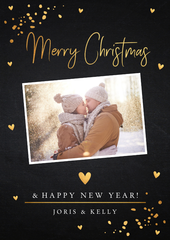 Kerstkaart foto confetti goudlook - Kerstkaarten Kerstkaarten - Kerstkaart foto confetti goudlook