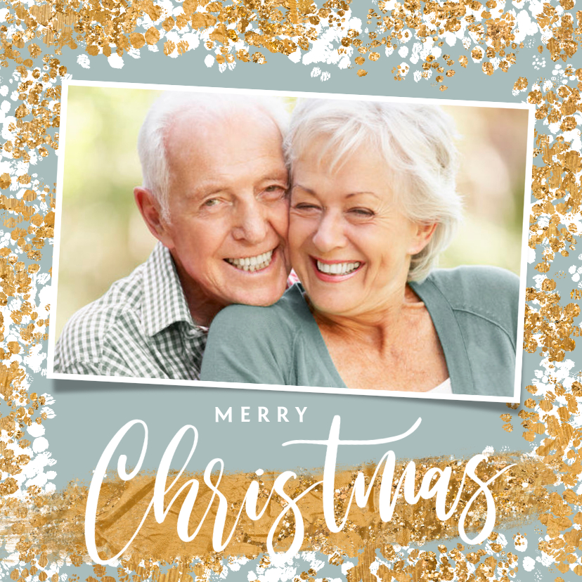 Kerstkaart foto confetti sneeuw glitter goud - Kerstkaarten Kerstkaarten - Kerstkaart foto confetti sneeuw glitter goud