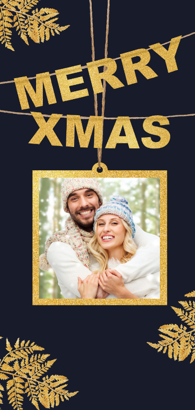 Kerstkaart foto en gouden Xmas - Kerstkaarten Kerstkaarten - Kerstkaart foto en gouden Xmas