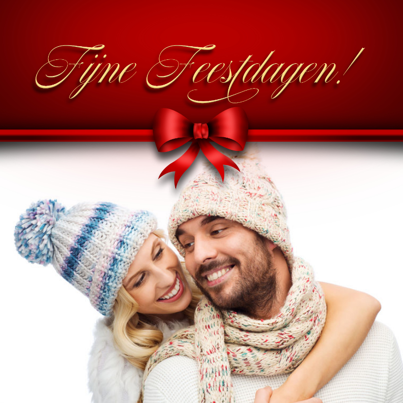 Kerstkaart foto en strik RB - Kerstkaarten Kerstkaarten - Kerstkaart foto en strik RB