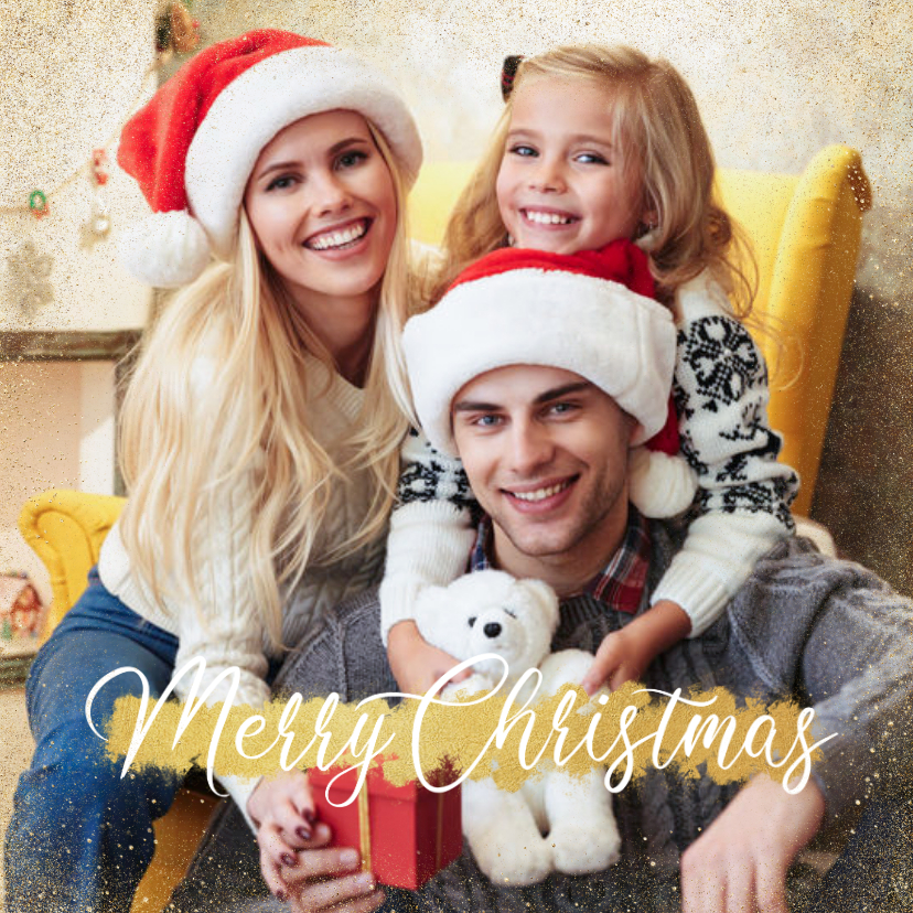 Kerstkaart foto goud merry christmas sterren - Kerstkaarten Kerstkaarten - Kerstkaart foto goud merry christmas sterren