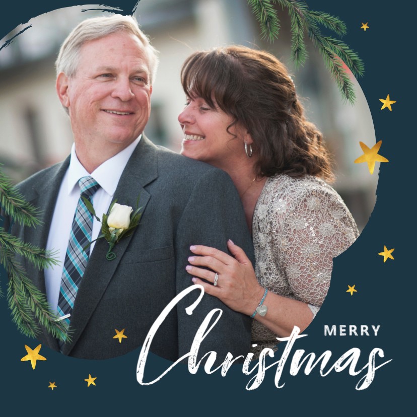 Kerstkaart foto goud sterren kerst - Kerstkaarten Kerstkaarten - Kerstkaart foto goud sterren kerst