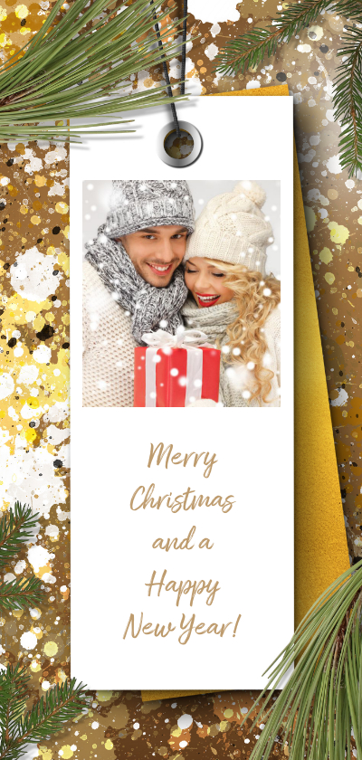 Kerstkaart foto label en kersttakken - Kerstkaarten Kerstkaarten - Kerstkaart foto label en kersttakken