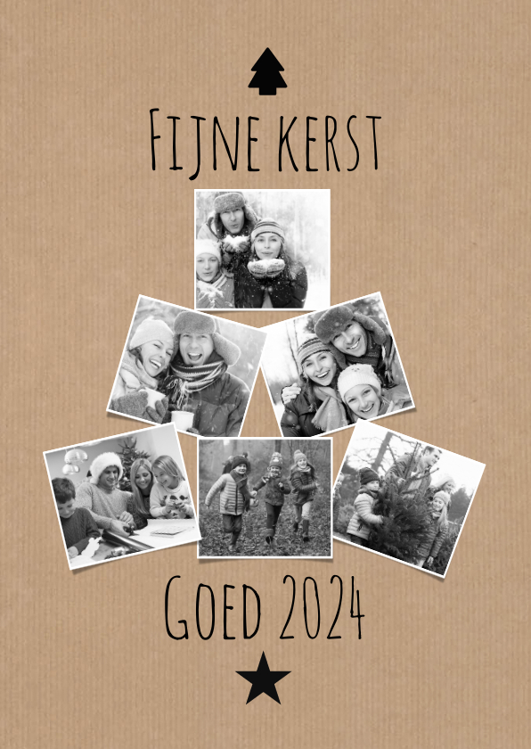 Kerstkaart fotoboom op kraft - Kerstkaarten Kerstkaarten - Kerstkaart fotoboom op kraft