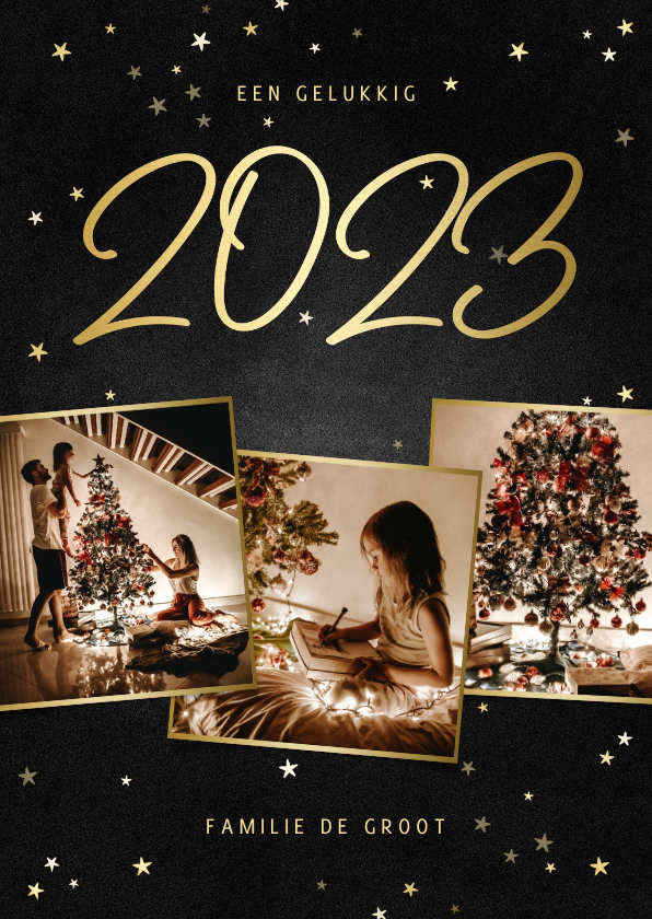 Kerstkaart fotocollage handgeschreven 2022 krijtbord - Kerstkaarten Kerstkaarten - Kerstkaart fotocollage handgeschreven 2022 krijtbord