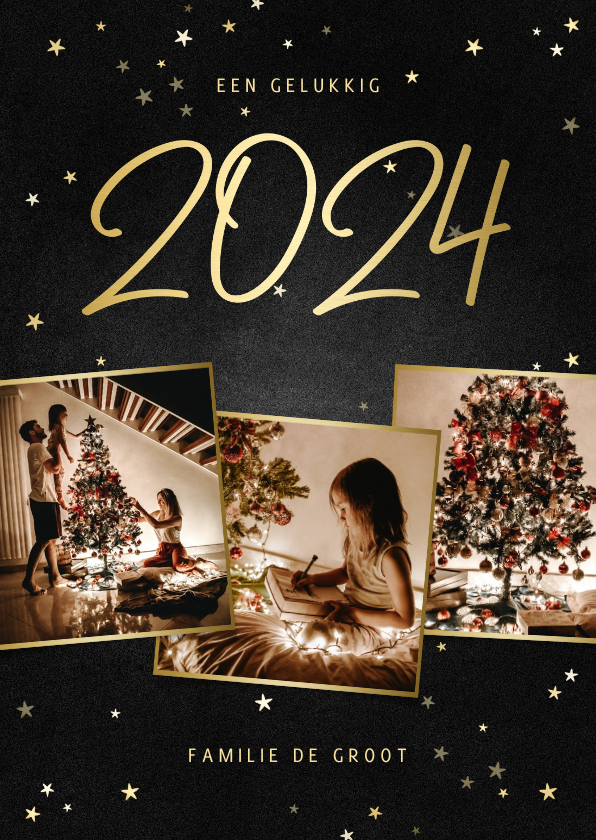 Kerstkaart fotocollage handgeschreven 2024 | Kaartje2go