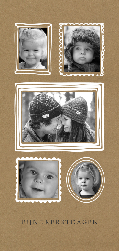 Kerstkaart fotocollage kraft lijstjes - Kerstkaarten Kerstkaarten - Kerstkaart fotocollage kraft lijstjes