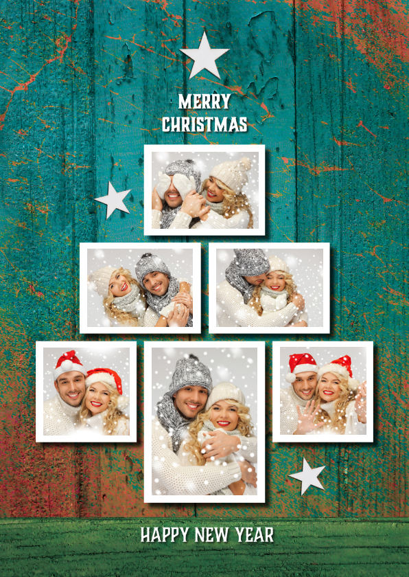 Kerstkaart fotocollage trendy kerstboom - Kerstkaarten Kerstkaarten - Kerstkaart fotocollage trendy kerstboom