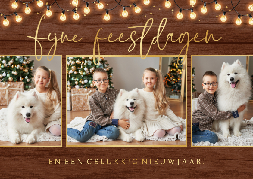 Kerstkaart fotokaart hout kerstlampjes foto feestdagen - Kerstkaarten Kerstkaarten - Kerstkaart fotokaart hout kerstlampjes foto feestdagen
