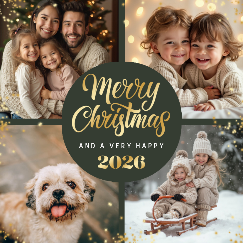 Kerstkaarten - Kerstkaart fotokaart merry christmas sprankelend 2026