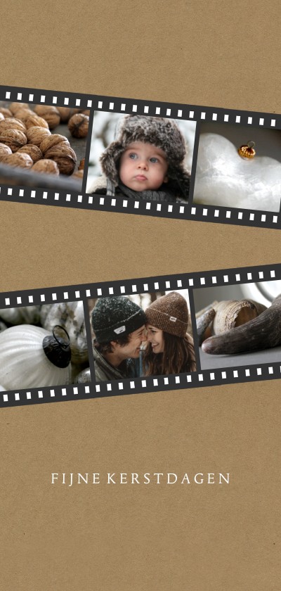 Kerstkaart fotostrip kraftlook langwerpig - Kerstkaarten Kerstkaarten - Kerstkaart fotostrip kraftlook langwerpig