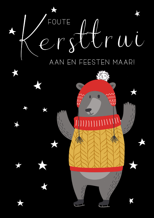 Kerstkaart Foute kersttrui en feesten maar - Kerstkaarten Kerstkaarten - Kerstkaart Foute kersttrui en feesten maar
