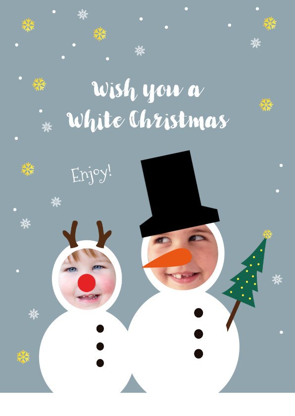 Kerstkaarten - Kerstkaart funny sneeuwpoppen kids