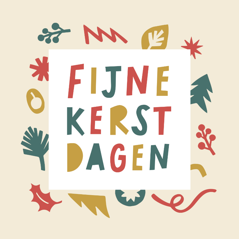 Kerstkaart geknipte vormen rood en groen - Kerstkaarten Kerstkaarten - Kerstkaart geknipte vormen rood en groen