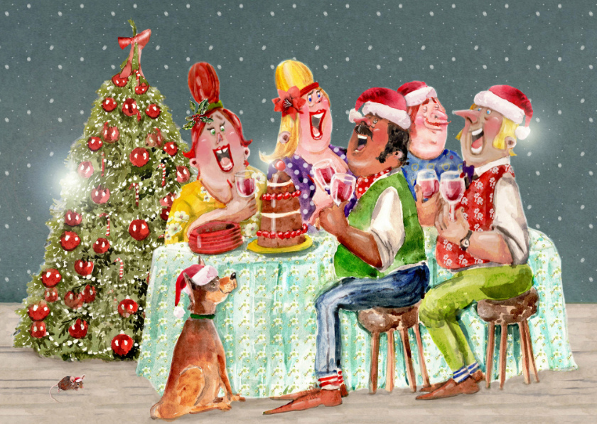 Kerstkaarten - Kerstkaart gezellig kerstdiner