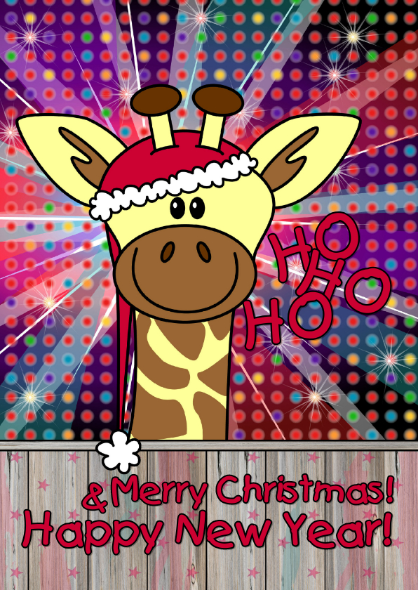 Kerstkaart giraffe disco - Kerstkaarten Kerstkaarten - Kerstkaart giraffe disco