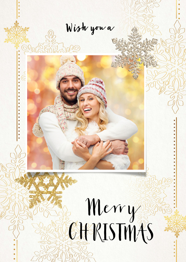 Kerstkaart glitter sterren eigen foto - Kerstkaarten Kerstkaarten - Kerstkaart glitter sterren eigen foto