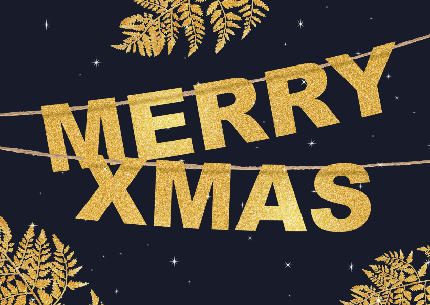 Kerstkaart goud slinger Xmas - Kerstkaarten Kerstkaarten - Kerstkaart goud slinger Xmas
